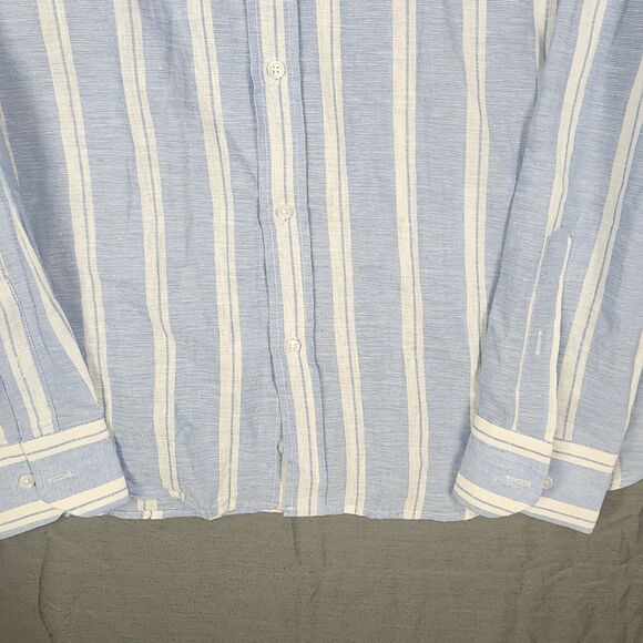 Sartoria ASA Men Button-Up Slim Fit XXL Blue Striped 100% Linen - Picture 5 of 11